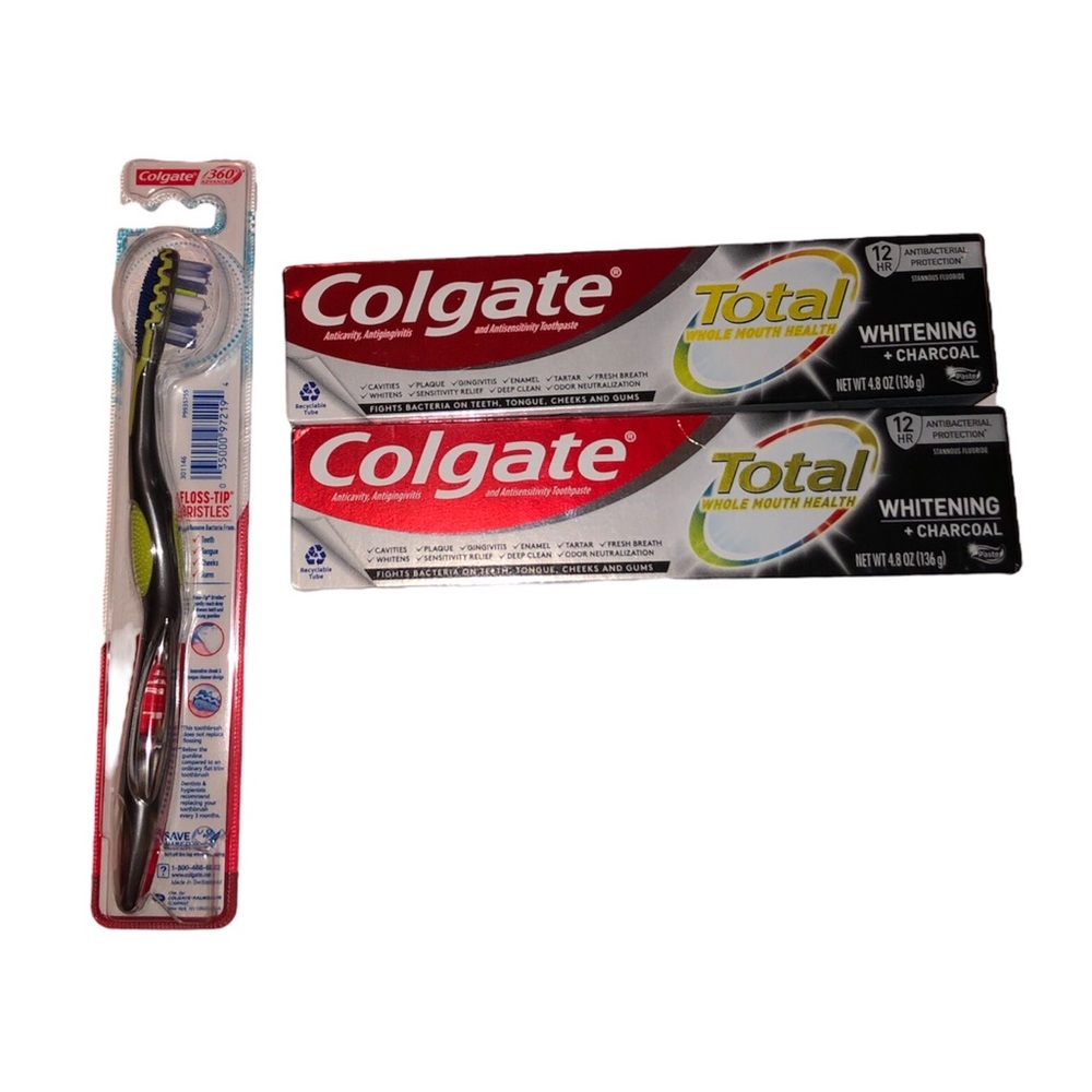 Colgate Total Toothpaste 4.8 oz and Colgate 360 Toothbrush Lot of 3 Oral Care